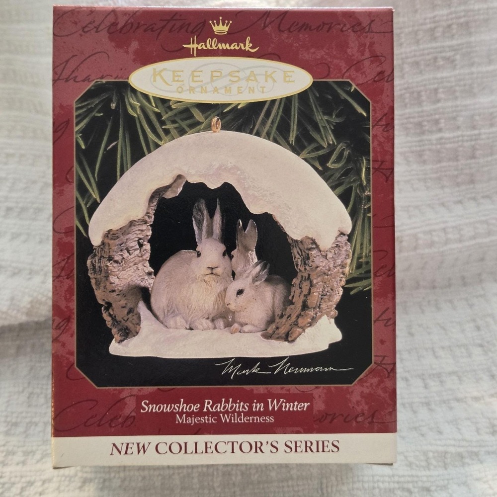 Hallmark Keepsake Ornament 1997 Snowshoe Rabbits in Winter Majestic Wilderness 1